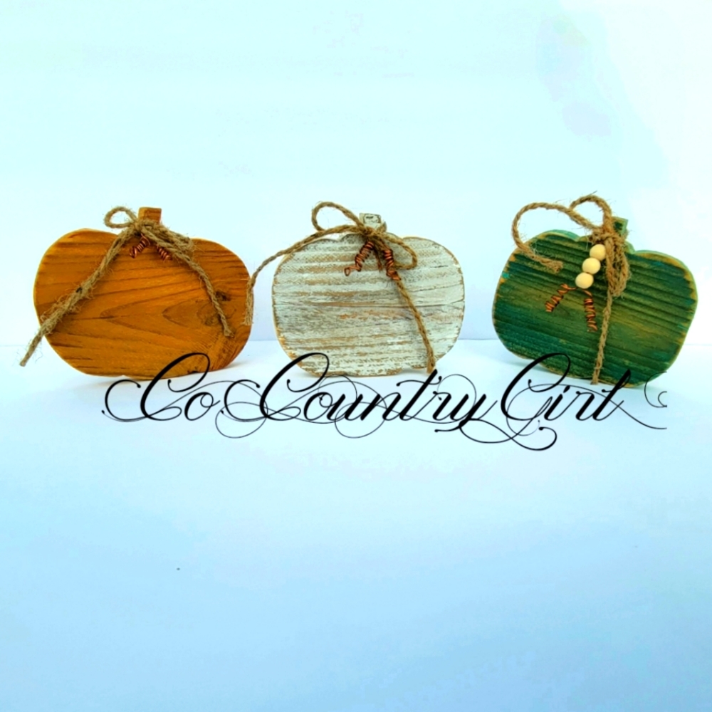 3 Handmade Solid Wood Pumpkins